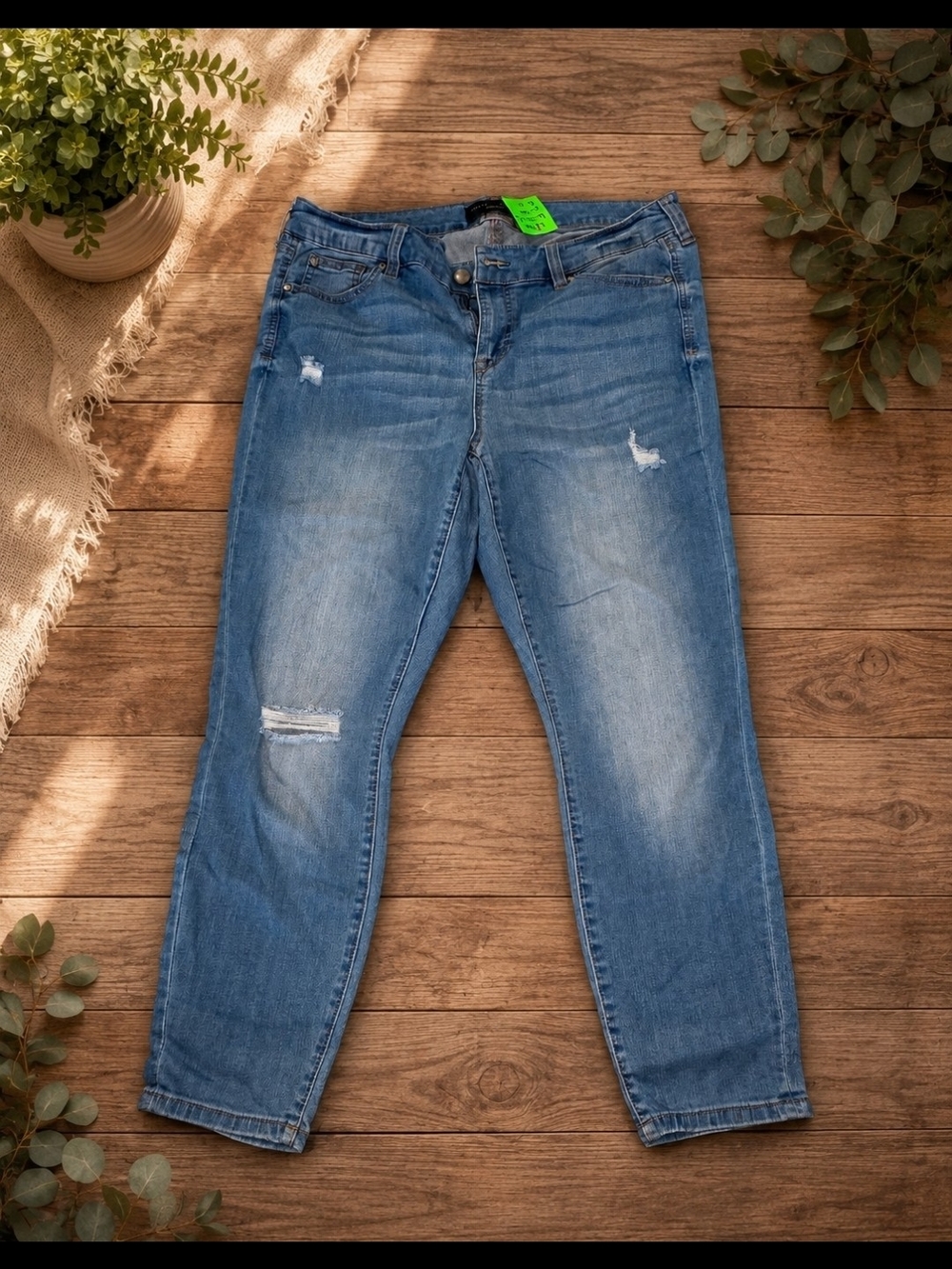 Source Unknown Light Blue Distressed Boyfriend Jeans